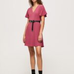 Dark Blush V Neck Short Dress Pepe Jeans L20F2F196 Women