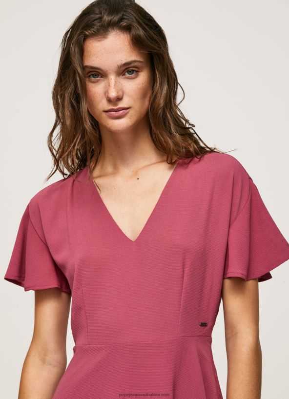 Dark Blush V Neck Short Dress Pepe Jeans L20F2F196 Women - Image 3