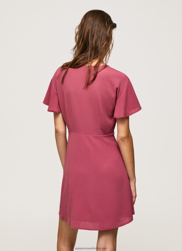 Dark Blush V Neck Short Dress Pepe Jeans L20F2F196 Women - Image 4