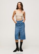 Denim Cotton Denim Midi Skirt Pepe Jeans L20F2F100 Women