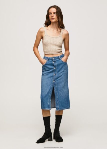 Denim Cotton Denim Midi Skirt Pepe Jeans L20F2F100 Women