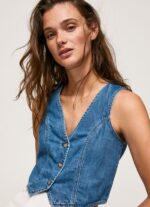 Denim Cropped Fit Denim Waistcoat Pepe Jeans L20F2F319 Women - Image 3