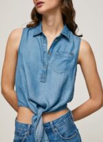 Denim Regular Fit Sleeveless Shirt Pepe Jeans L20F2F368 Women - Image 3