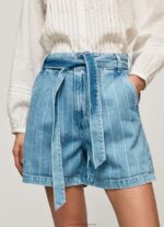 Denim Striped Print Denim Shorts Pepe Jeans L20F2F478 Women - Image 3