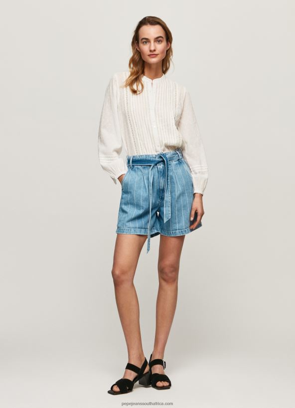 denim_striped_print_denim_shorts_pepe_jeans_l20f2f478_women.jpg Denim Striped Print Denim Shorts Pepe Jeans L20F2F478 Women - Image 1