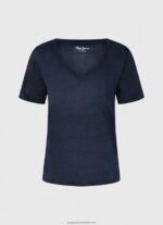 Dulwich Linen V-Neck T-Shirt Pepe Jeans L20F2F467 Women - Image 5