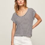 Dulwich Striped Print T-Shirt Pepe Jeans L20F2F458 Women