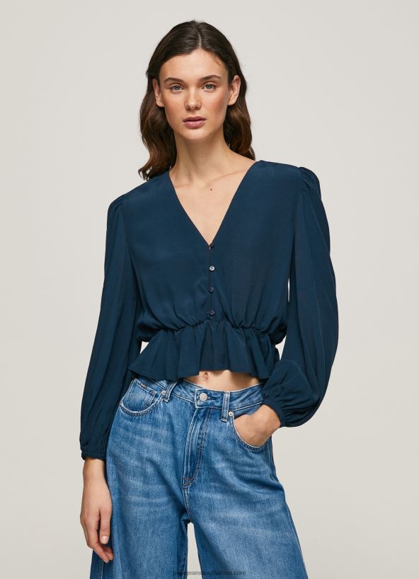 dulwich_v_neck_cropped_fit_top_pepe_jeans_l20f2f325_women.jpg Dulwich V-Neck Cropped Fit Top Pepe Jeans L20F2F325 Women - Image 1