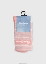 Ecru 3Pack Striped Socks Pepe Jeans L20F2F565 Women - Image 3