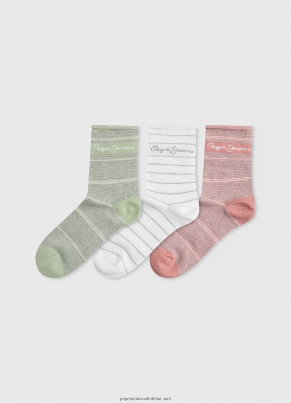 ecru_3pack_striped_socks_pepe_jeans_l20f2f565_women.jpg Ecru 3Pack Striped Socks Pepe Jeans L20F2F565 Women - Image 1