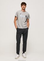Grey Marl Cotton T-Shirt With Brushes Logo Pepe Jeans L20F2F931 Men - Image 2