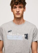 Grey Marl Cotton T-Shirt With Brushes Logo Pepe Jeans L20F2F931 Men