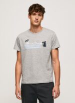 Grey Marl Cotton T-Shirt With Brushes Logo Pepe Jeans L20F2F931 Men - Image 3
