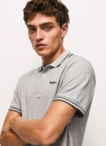 Grey Marl Embroidered Logo Pique Polo Shirt Pepe Jeans L20F2F1077 Men