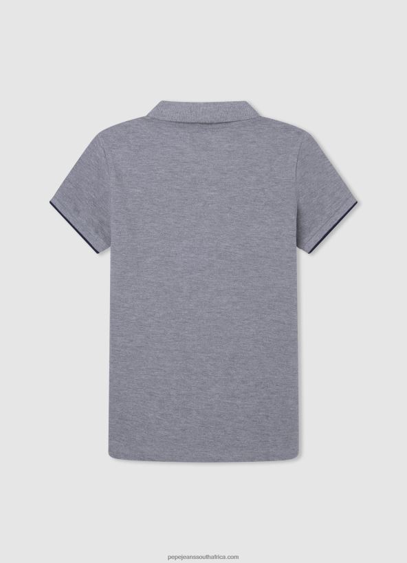 Grey Marl Embroidered Logo Pique Polo Shirt Pepe Jeans L20F2F1666 Boy - Image 2