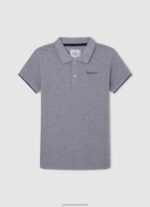 Grey Marl Embroidered Logo Pique Polo Shirt Pepe Jeans L20F2F1666 Boy