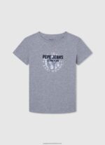 Grey Marl Flag And Logo T-Shirt Pepe Jeans L20F2F1635 Boy - Image 3