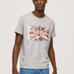 Grey Marl Flag Logo N Waving Flag T-Shirt Pepe Jeans L20F2F936 Men