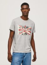 Grey Marl Flag Logo N Waving Flag T-Shirt Pepe Jeans L20F2F936 Men