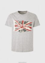 Grey Marl Flag Logo N Waving Flag T-Shirt Pepe Jeans L20F2F936 Men - Image 5
