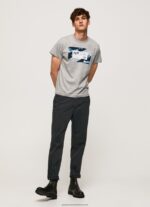 Grey Marl Flag Print Cotton T-Shirt Pepe Jeans L20F2F957 Men - Image 2