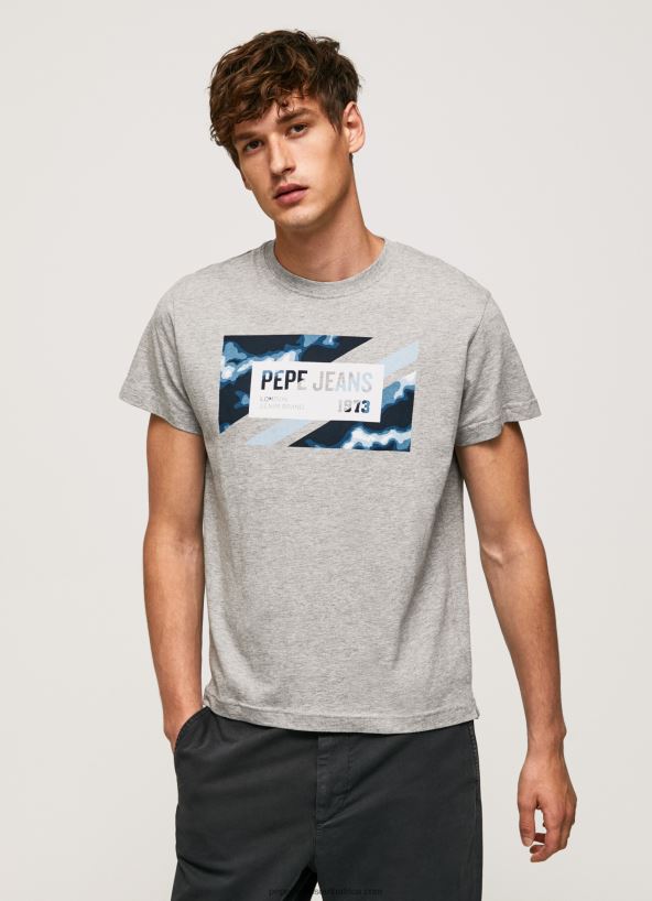 grey_marl_flag_print_cotton_t_shirt_pepe_jeans_l20f2f957_men.jpg Grey Marl Flag Print Cotton T-Shirt Pepe Jeans L20F2F957 Men - Image 1