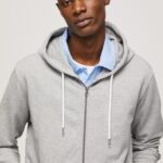 Grey Marl Logo Print Zipped Jumper Pepe Jeans L20F2F883 Men