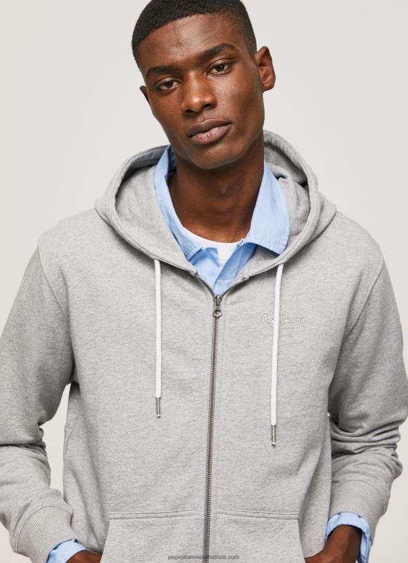 grey_marl_logo_print_zipped_jumper_pepe_jeans_l20f2f883_men.jpg Grey Marl Logo Print Zipped Jumper Pepe Jeans L20F2F883 Men - Image 1