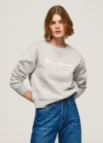 Grey Marl Logo Printed Jumper Pepe Jeans L20F2F267 Women