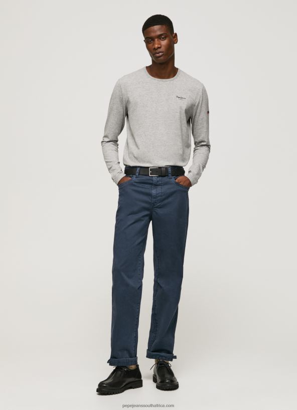 Grey Marl Long-Sleeved Cotton T-Shirt Pepe Jeans L20F2F1006 Men - Image 2