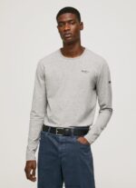 Grey Marl Long-Sleeved Cotton T-Shirt Pepe Jeans L20F2F1006 Men