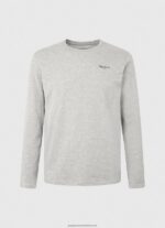 Grey Marl Long-Sleeved Cotton T-Shirt Pepe Jeans L20F2F1006 Men - Image 5
