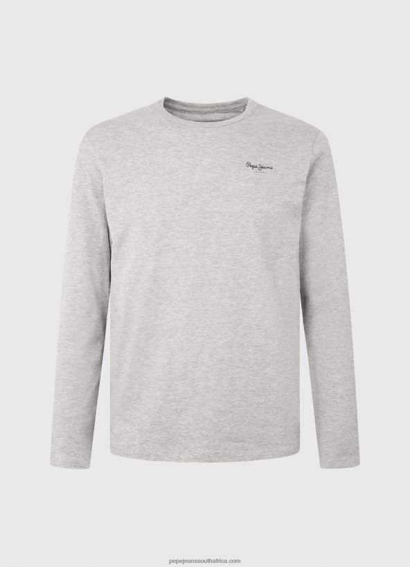 Grey Marl Long-Sleeved Cotton T-Shirt Pepe Jeans L20F2F1006 Men - Image 5
