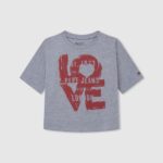 Grey Marl Love Print T-Shirt Pepe Jeans L20F2F1445 Girl