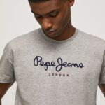 Grey Marl Printed Logo Cotton T-Shirt Pepe Jeans L20F2F1001 Men
