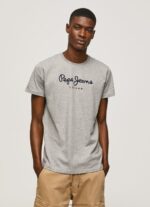 Grey Marl Printed Logo Cotton T-Shirt Pepe Jeans L20F2F1001 Men - Image 3