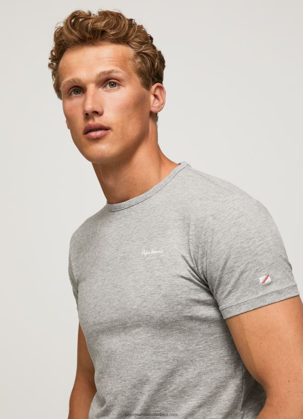 Grey Marl Printed Logo Cotton T-Shirt Pepe Jeans L20F2F1013 Men - Image 2