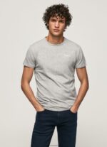 Grey Marl Printed Logo Cotton T-Shirt Pepe Jeans L20F2F1013 Men