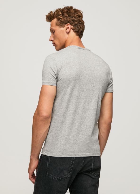 Grey Marl Printed Logo Cotton T-Shirt Pepe Jeans L20F2F1013 Men - Image 4