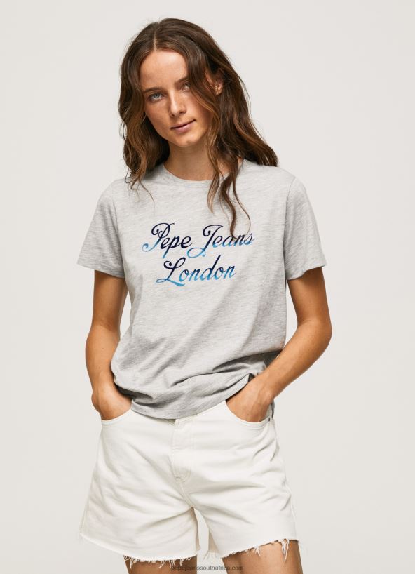 grey_marl_printed_logo_cotton_t_shirt_pepe_jeans_l20f2f412_women.jpg Grey Marl Printed Logo Cotton T-Shirt Pepe Jeans L20F2F412 Women - Image 1