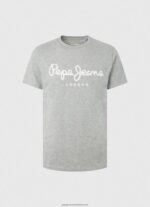 Grey Marl Short-Sleeved Cotton T-Shirt Pepe Jeans L20F2F1004 Men - Image 4