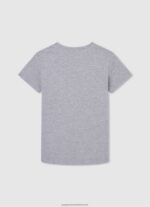 Grey Marl Vertical Logo Cotton T-Shirt Pepe Jeans L20F2F1650 Boy - Image 2
