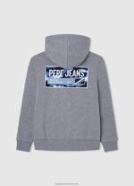 Grey Marl Zipped Cotton Jumper Pepe Jeans L20F2F1589 Boy - Image 2