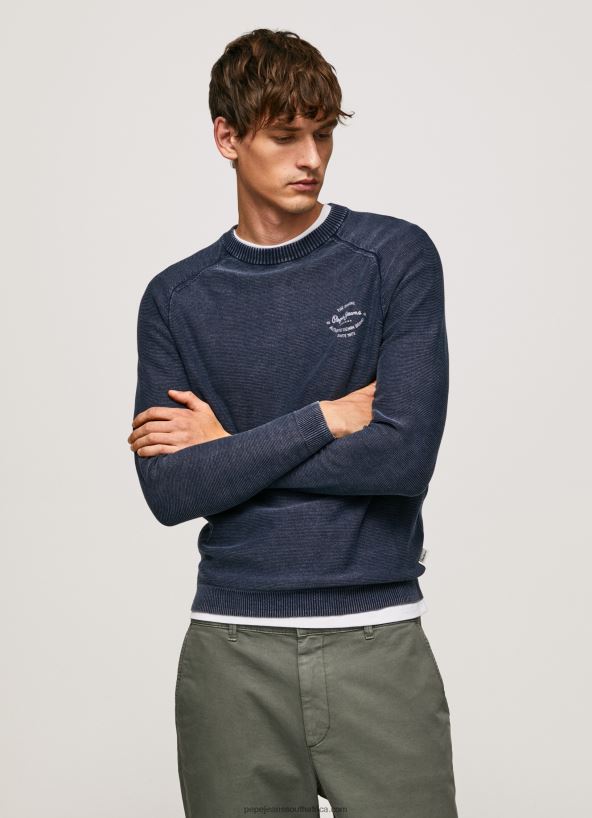 indigo_pick_rounded_collar_jersey_pepe_jeans_l20f2f858_men.jpg Indigo Pick Rounded Collar Jersey Pepe Jeans L20F2F858 Men - Image 1