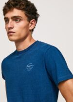 Indigo Printed Logo Cotton T-Shirt Pepe Jeans L20F2F968 Men