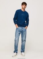 Indigo Rounded Collar Cotton Jumper Pepe Jeans L20F2F868 Men - Image 2