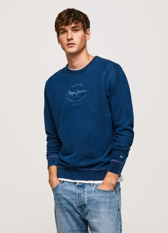 indigo_rounded_collar_cotton_jumper_pepe_jeans_l20f2f868_men.jpg Indigo Rounded Collar Cotton Jumper Pepe Jeans L20F2F868 Men - Image 1