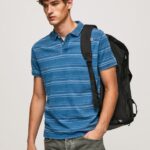 Indigo Striped Printed Cotton Polo Shirt Pepe Jeans L20F2F1083 Men