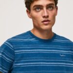 Indigo Striped Printed Cotton T-Shirt Pepe Jeans L20F2F966 Men