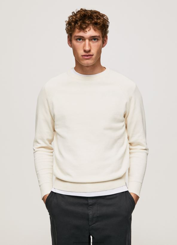 ivory_round_collar_cotton_jersey_pepe_jeans_l20f2f865_men.jpg Ivory Round Collar Cotton Jersey Pepe Jeans L20F2F865 Men - Image 1